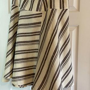 Gap Linen Brown & Creme Stripe Linen A-Line Skirt